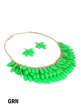 COLOUR BEAD NECKLACE WITH EARRING SET